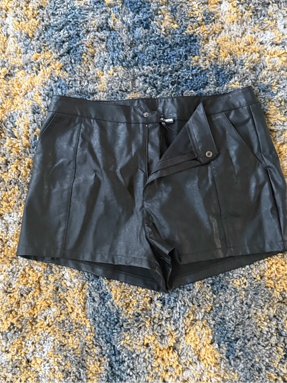 Fashion Nova Black High-Waist Faux Leather Shorts